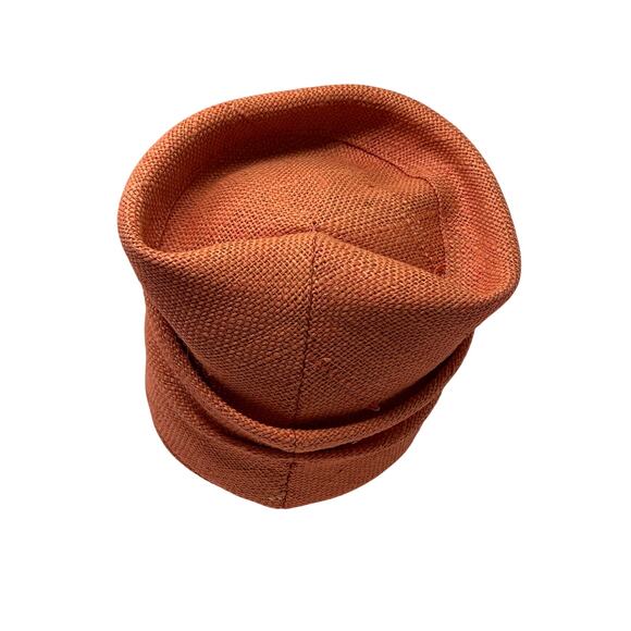 Vintage Burnt Orange Woven Cloche Bucket Hat Womens Unbranded Structured - Picture 4 of 6